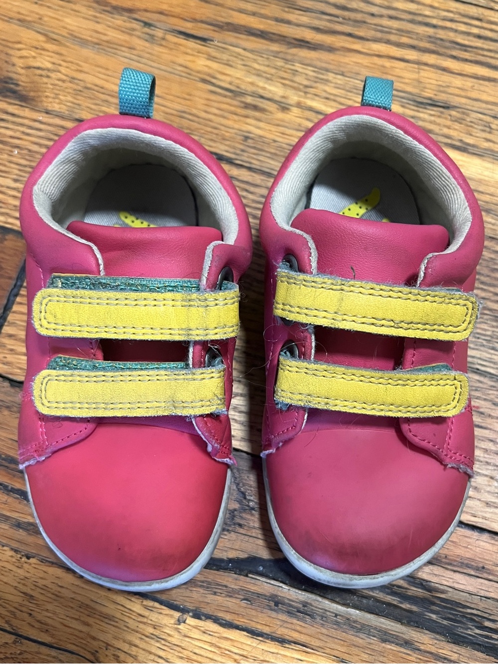 Kids Pink and Yellow Velcro Sneakers